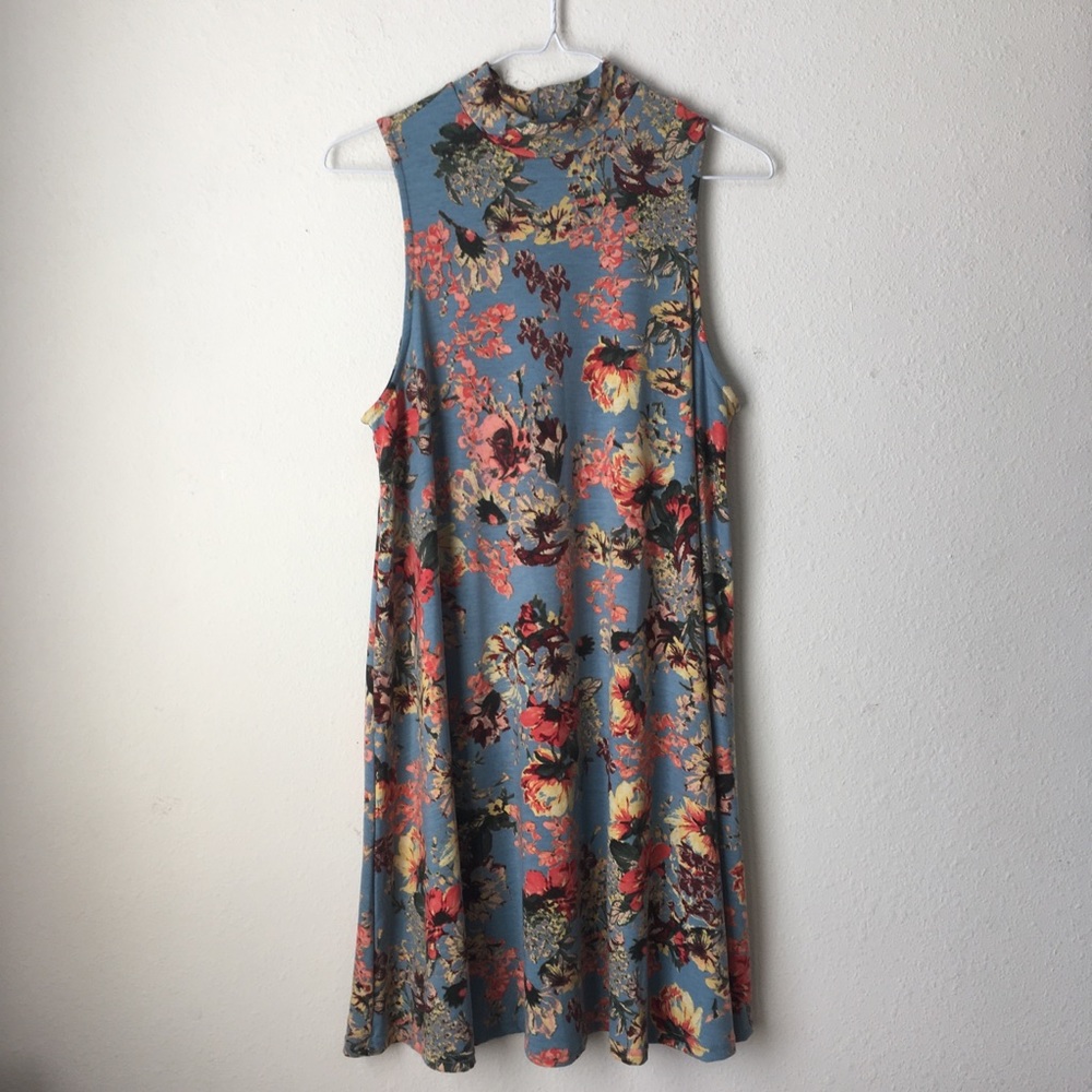 Mock Neck Floral Dress